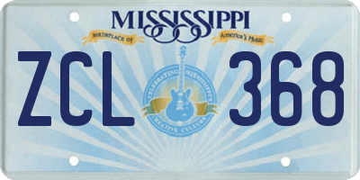 MS license plate ZCL368