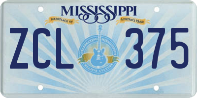 MS license plate ZCL375