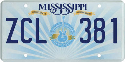 MS license plate ZCL381