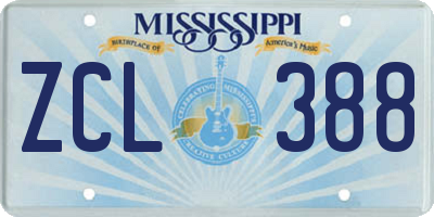 MS license plate ZCL388