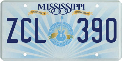 MS license plate ZCL390