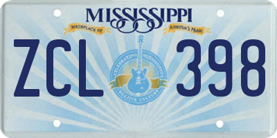 MS license plate ZCL398