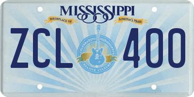 MS license plate ZCL400