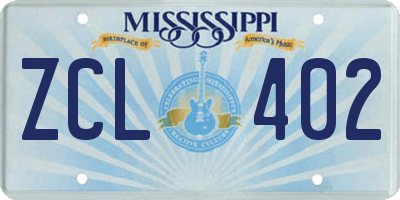 MS license plate ZCL402