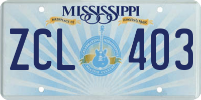 MS license plate ZCL403