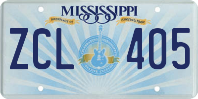 MS license plate ZCL405