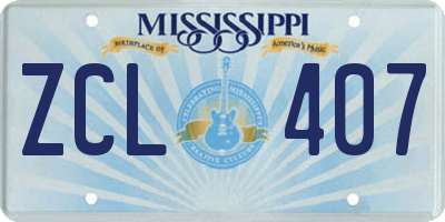 MS license plate ZCL407