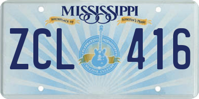 MS license plate ZCL416