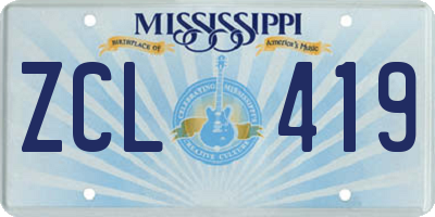 MS license plate ZCL419