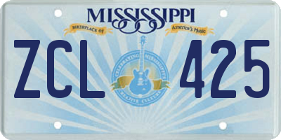 MS license plate ZCL425