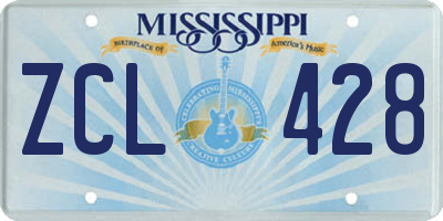 MS license plate ZCL428