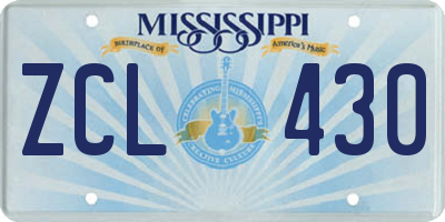 MS license plate ZCL430