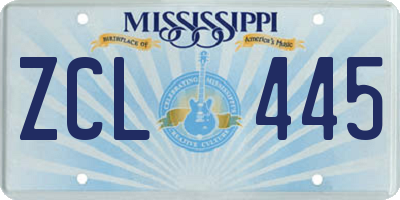 MS license plate ZCL445