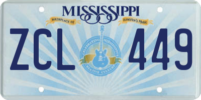 MS license plate ZCL449