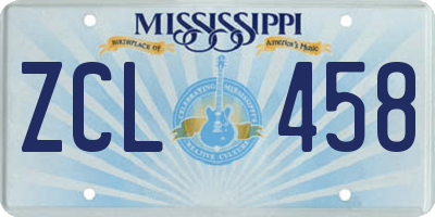 MS license plate ZCL458