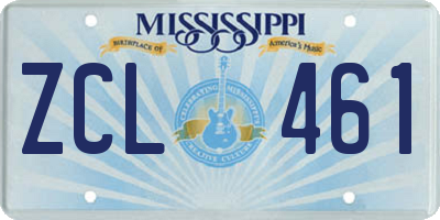 MS license plate ZCL461