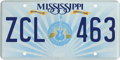 MS license plate ZCL463