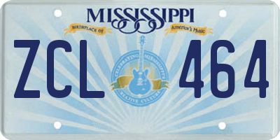 MS license plate ZCL464