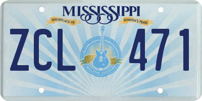 MS license plate ZCL471