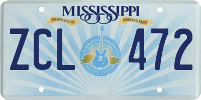 MS license plate ZCL472