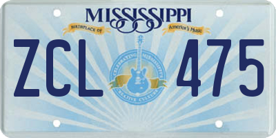 MS license plate ZCL475