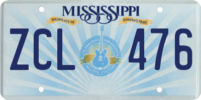 MS license plate ZCL476