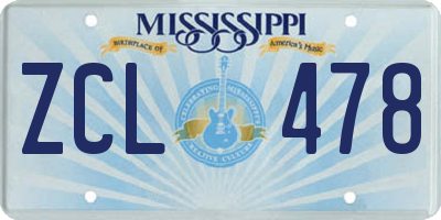 MS license plate ZCL478