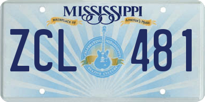 MS license plate ZCL481