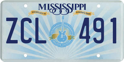 MS license plate ZCL491