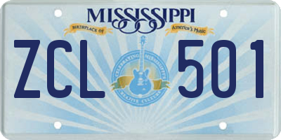 MS license plate ZCL501