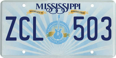 MS license plate ZCL503