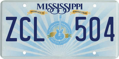 MS license plate ZCL504