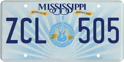 MS license plate ZCL505