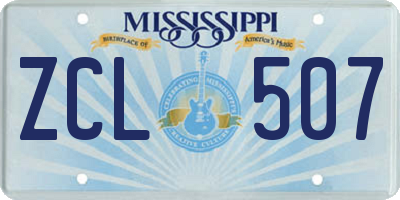 MS license plate ZCL507