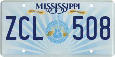 MS license plate ZCL508