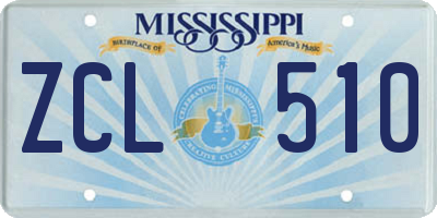 MS license plate ZCL510