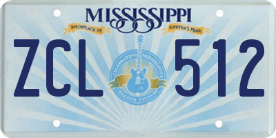MS license plate ZCL512
