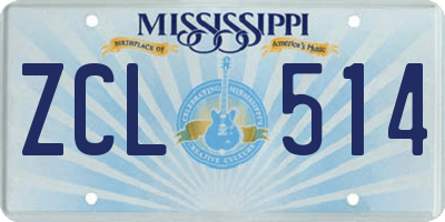 MS license plate ZCL514