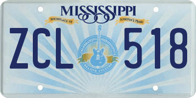 MS license plate ZCL518