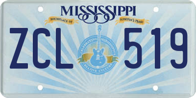 MS license plate ZCL519