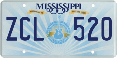 MS license plate ZCL520