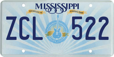 MS license plate ZCL522