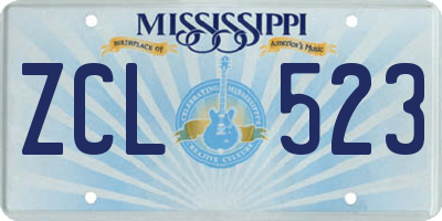 MS license plate ZCL523