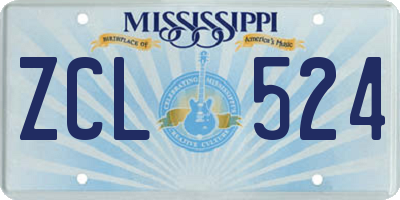 MS license plate ZCL524