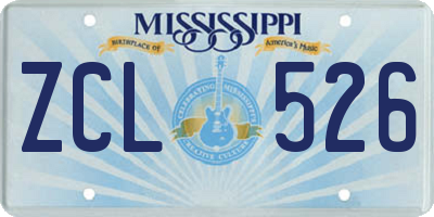 MS license plate ZCL526