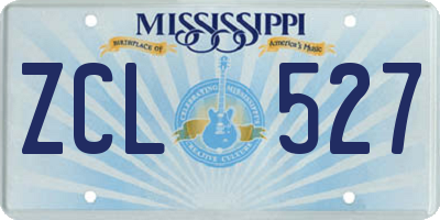 MS license plate ZCL527