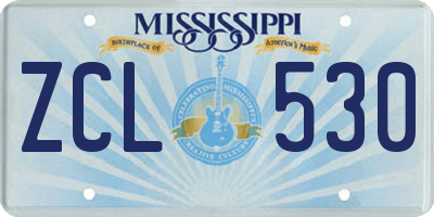 MS license plate ZCL530