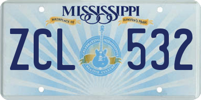 MS license plate ZCL532