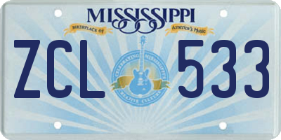 MS license plate ZCL533