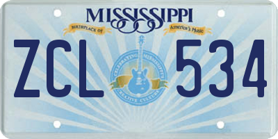 MS license plate ZCL534